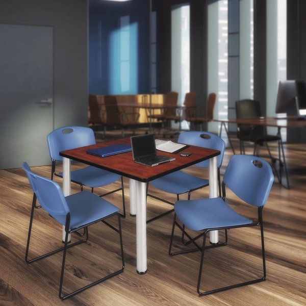 Square Tables > Breakroom Tables > Kee Square Table & Chair Sets, 48 W, 48 L, 29 H, Cherry