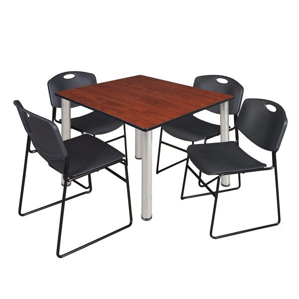Square Tables > Breakroom Tables > Kee Square Table & Chair Sets, 48 W, 48 L, 29 H, Cherry