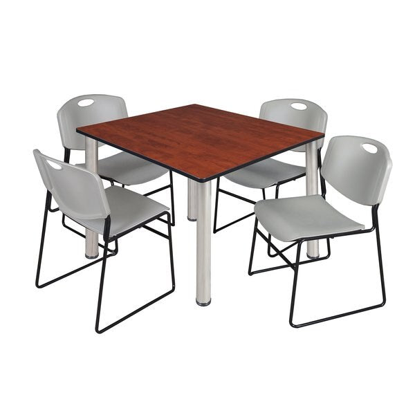 Square Tables > Breakroom Tables > Kee Square Table & Chair Sets, 48 W, 48 L, 29 H, Cherry