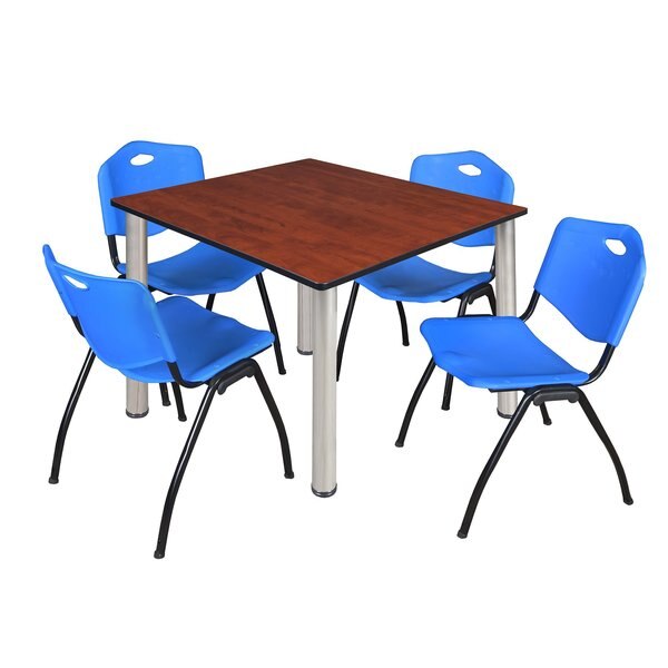 Square Tables > Breakroom Tables > Kee Square Table & Chair Sets, 48 W, 48 L, 29 H, Cherry