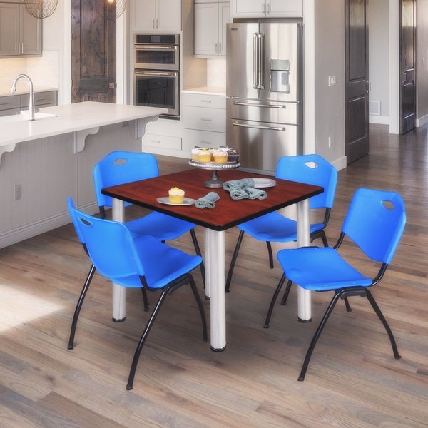 Square Tables > Breakroom Tables > Kee Square Table & Chair Sets, 48 W, 48 L, 29 H, Cherry