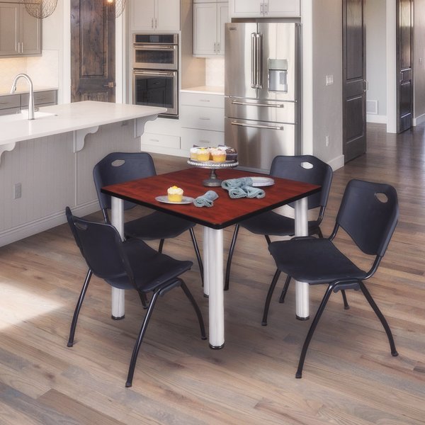 Square Tables > Breakroom Tables > Kee Square Table & Chair Sets, 48 W, 48 L, 29 H, Cherry