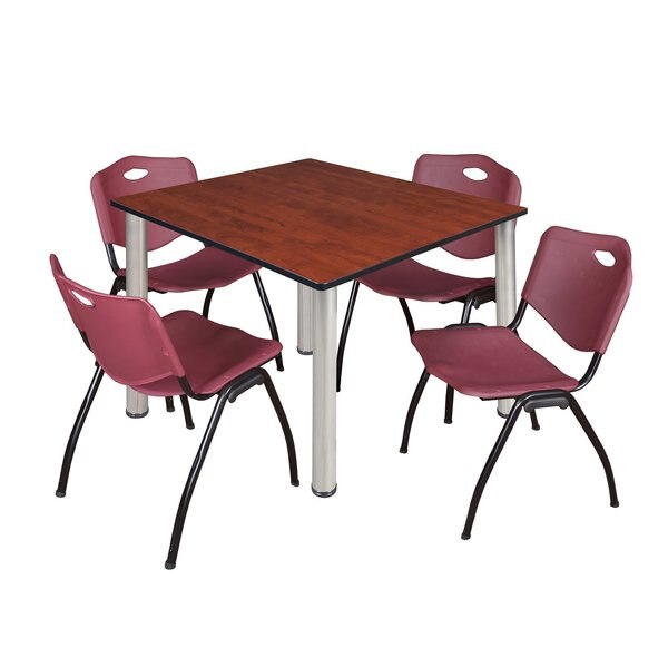 Square Tables > Breakroom Tables > Kee Square Table & Chair Sets, 48 W, 48 L, 29 H, Cherry