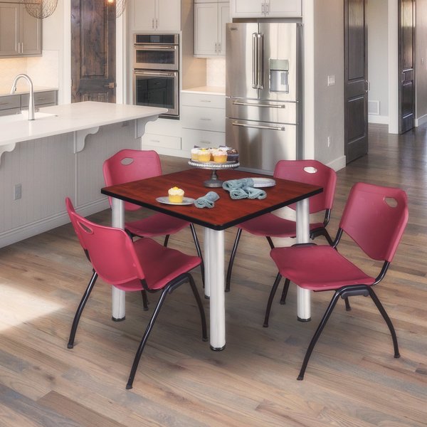 Square Tables > Breakroom Tables > Kee Square Table & Chair Sets, 48 W, 48 L, 29 H, Cherry