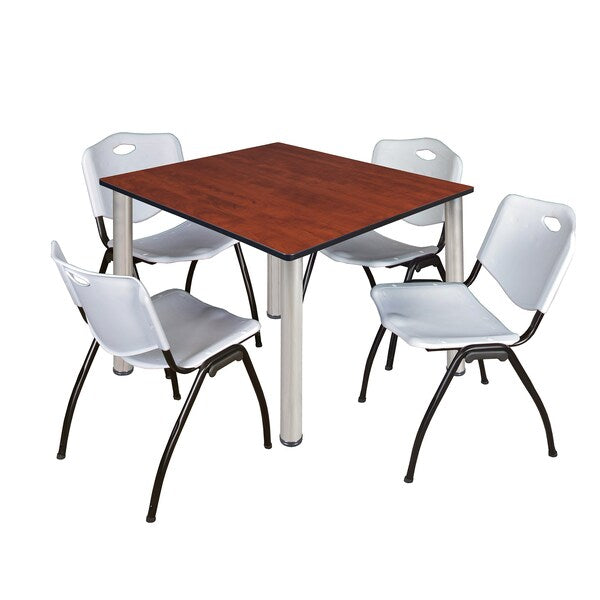 Square Tables > Breakroom Tables > Kee Square Table & Chair Sets, 48 W, 48 L, 29 H, Cherry
