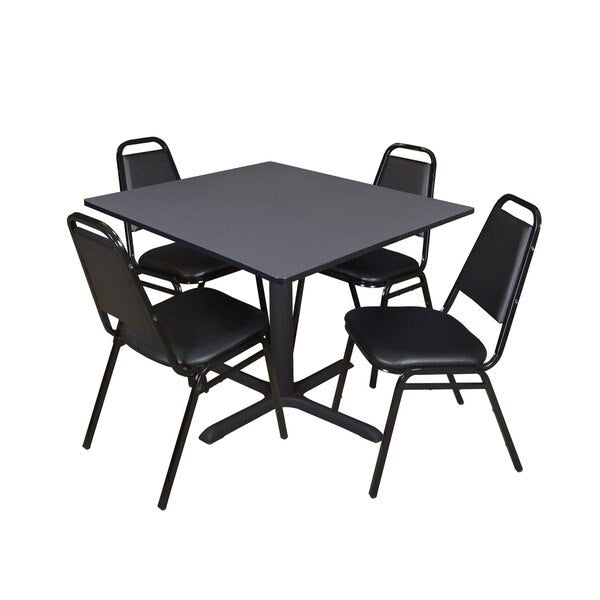 Square Tables > Breakroom Tables > Cain Square Table & Chair Sets, 48 W, 48 L, 29 H, Grey