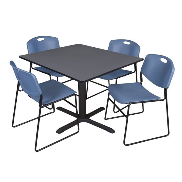 Square Tables > Breakroom Tables > Cain Square Table & Chair Sets, 48 W, 48 L, 29 H, Grey