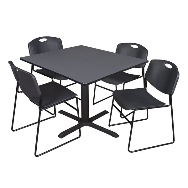 Square Tables > Breakroom Tables > Cain Square Table & Chair Sets, 48 W, 48 L, 29 H, Grey