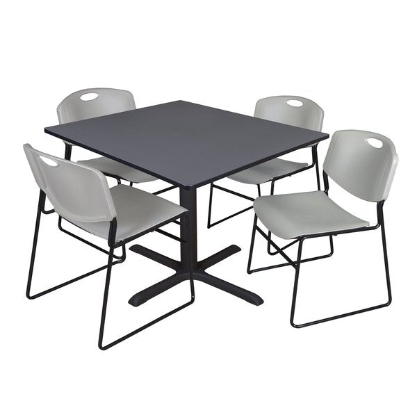 Square Tables > Breakroom Tables > Cain Square Table & Chair Sets, 48 W, 48 L, 29 H, Grey
