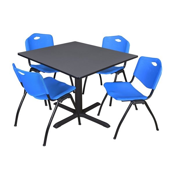 Square Tables > Breakroom Tables > Cain Square Table & Chair Sets, 48 W, 48 L, 29 H, Grey