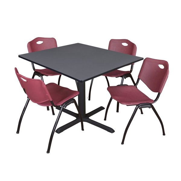 Square Tables > Breakroom Tables > Cain Square Table & Chair Sets, 48 W, 48 L, 29 H, Grey
