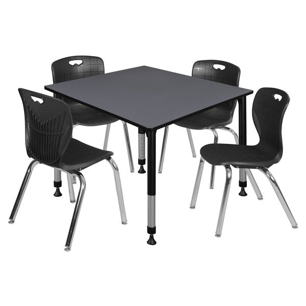 Tables > Height Adjustable > Square Table & Chair Sets, 48 X 48 X 23-34