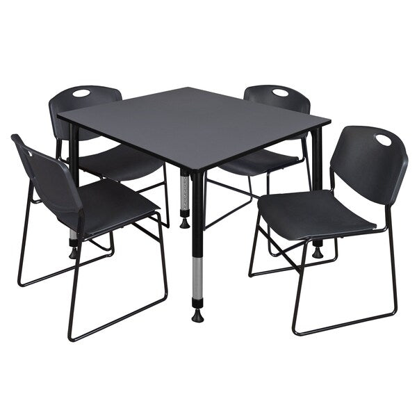 Tables > Height Adjustable > Square Table & Chair Sets, 48 X 48 X 23-34