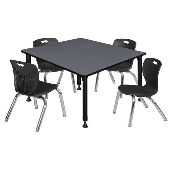 Tables > Height Adjustable > Square Table & Chair Sets, 48 X 48 X 23-34