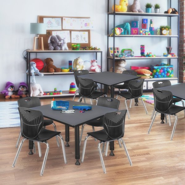 Tables > Height Adjustable > Square Table & Chair Sets, 48 X 48 X 23-34