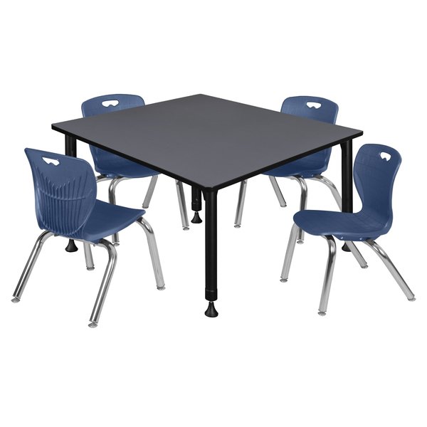 Tables > Height Adjustable > Square Table & Chair Sets, 48 X 48 X 23-34