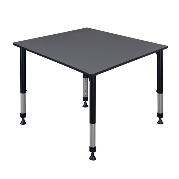 Square Tables > Height Adjustable > Square Classroom Tables, 48 X 48 X 23-34, Wood|Metal Top, Gray
