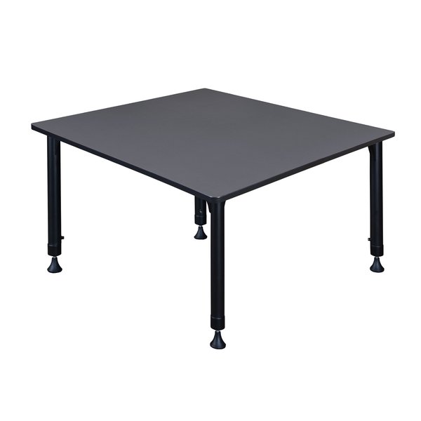 Square Tables > Height Adjustable > Square Classroom Tables, 48 X 48 X 23-34, Wood|Metal Top, Gray