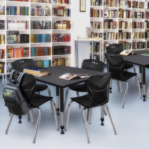 Square Tables > Height Adjustable > Square Classroom Tables, 48 X 48 X 23-34, Wood|Metal Top, Gray