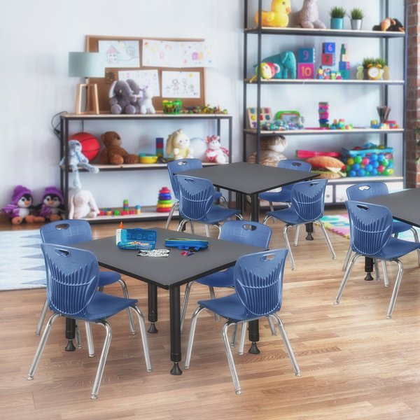 Square Tables > Height Adjustable > Square Classroom Tables, 48 X 48 X 23-34, Wood|Metal Top, Gray