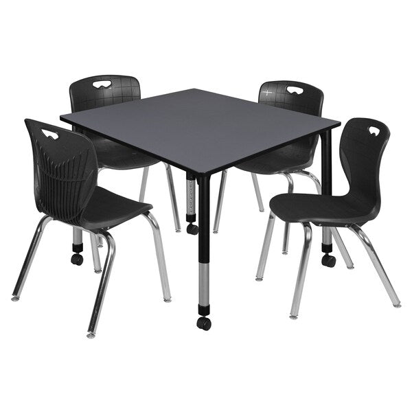 Tables > Height Adjustable > Square Mobile Table & Chair Sets, 48 X 48 X 23-34