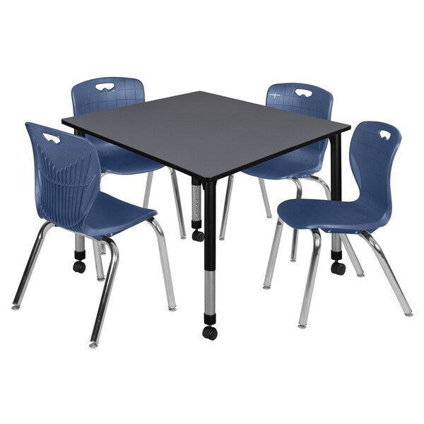Tables > Height Adjustable > Square Mobile Table & Chair Sets, 48 X 48 X 23-34