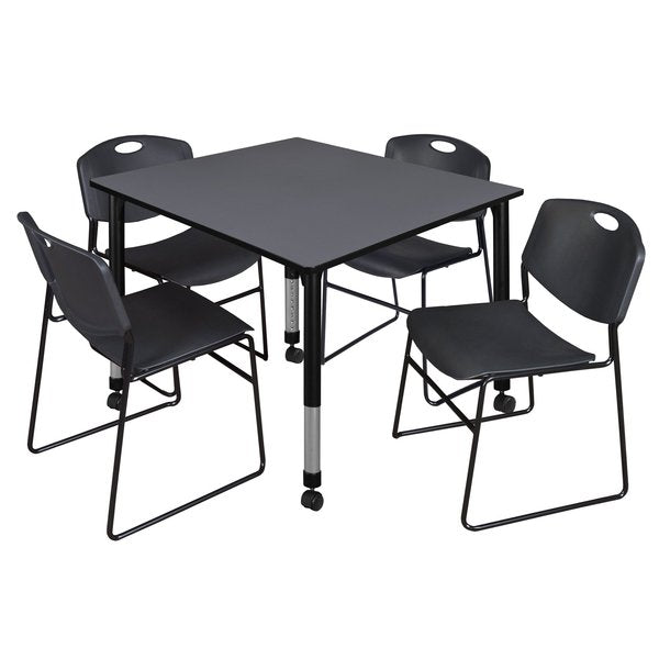 Tables > Height Adjustable > Square Mobile Table & Chair Sets, 48 X 48 X 23-34