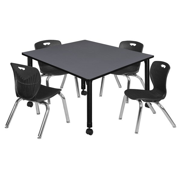 Tables > Height Adjustable > Square Mobile Table & Chair Sets, 48 X 48 X 23-34