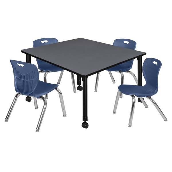 Tables > Height Adjustable > Square Mobile Table & Chair Sets, 48 X 48 X 23-34