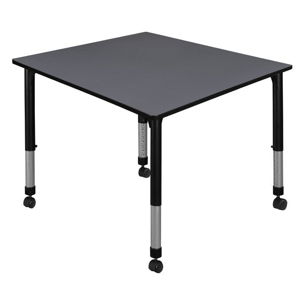 Tables > Height Adjustable > Square Mobile Tables, 48 X 48 X 23-34, Wood|Metal Top