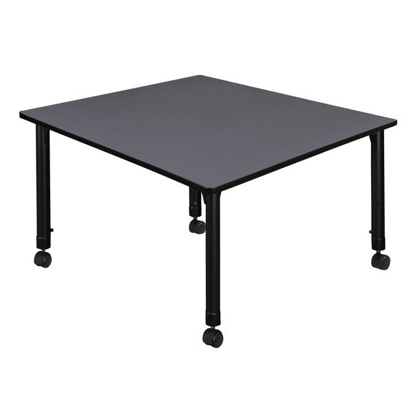 Tables > Height Adjustable > Square Mobile Tables, 48 X 48 X 23-34, Wood|Metal Top