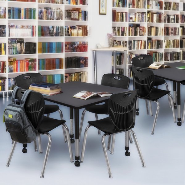 Tables > Height Adjustable > Square Mobile Tables, 48 X 48 X 23-34, Wood|Metal Top