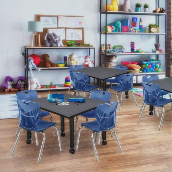 Tables > Height Adjustable > Square Mobile Tables, 48 X 48 X 23-34, Wood|Metal Top