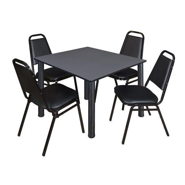 Square Tables > Breakroom Tables > Kee Square Table & Chair Sets, 48 W, 48 L, 29 H, Grey