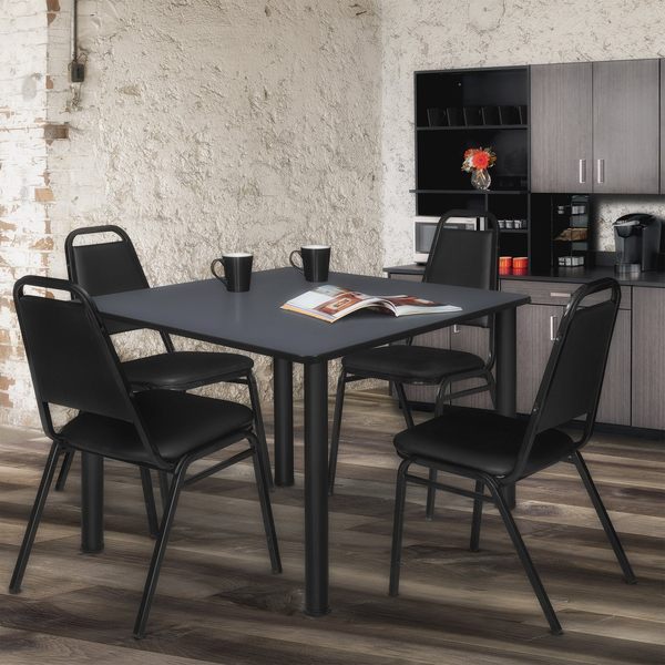Square Tables > Breakroom Tables > Kee Square Table & Chair Sets, 48 W, 48 L, 29 H, Grey