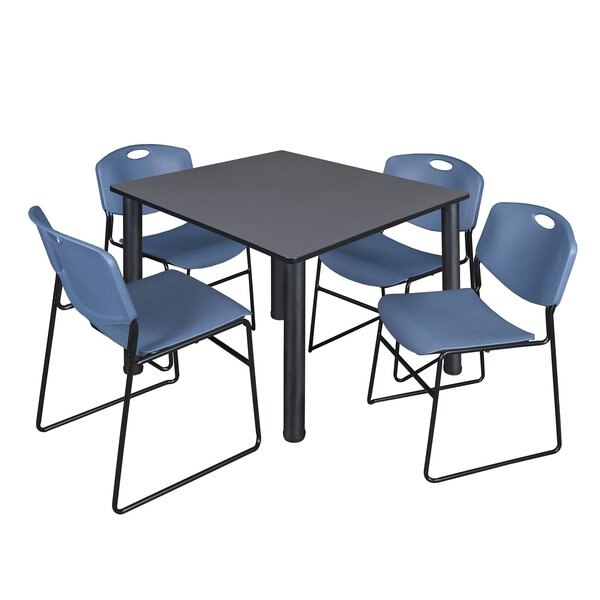 Square Tables > Breakroom Tables > Kee Square Table & Chair Sets, 48 W, 48 L, 29 H, Grey