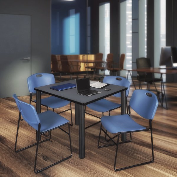 Square Tables > Breakroom Tables > Kee Square Table & Chair Sets, 48 W, 48 L, 29 H, Grey