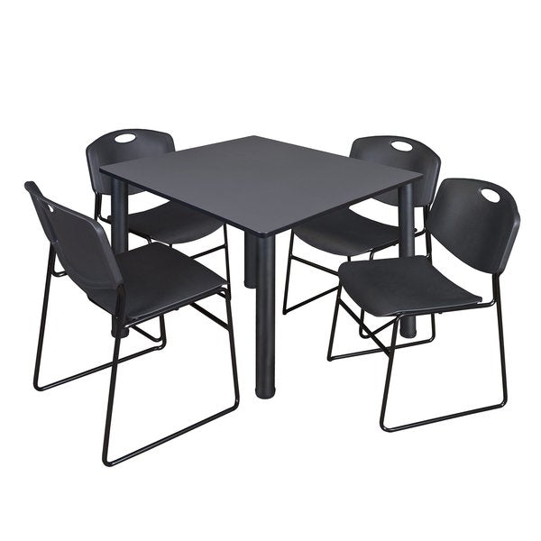 Square Tables > Breakroom Tables > Kee Square Table & Chair Sets, 48 W, 48 L, 29 H, Grey