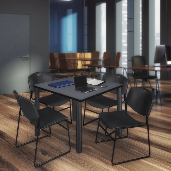 Square Tables > Breakroom Tables > Kee Square Table & Chair Sets, 48 W, 48 L, 29 H, Grey