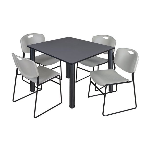 Square Tables > Breakroom Tables > Kee Square Table & Chair Sets, 48 W, 48 L, 29 H, Grey