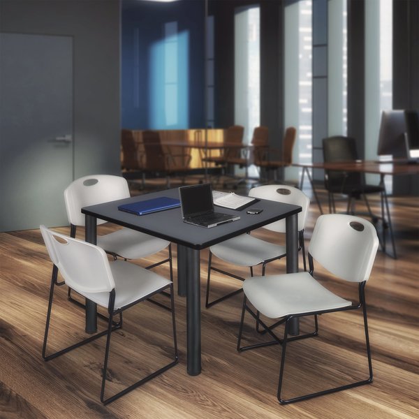 Square Tables > Breakroom Tables > Kee Square Table & Chair Sets, 48 W, 48 L, 29 H, Grey