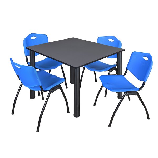 Square Tables > Breakroom Tables > Kee Square Table & Chair Sets, 48 W, 48 L, 29 H, Grey