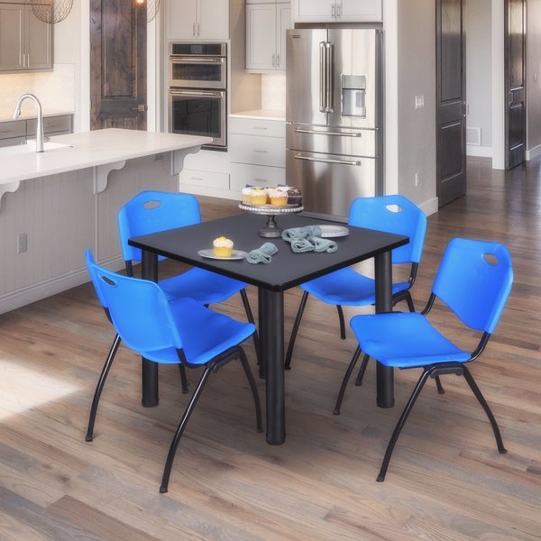 Square Tables > Breakroom Tables > Kee Square Table & Chair Sets, 48 W, 48 L, 29 H, Grey
