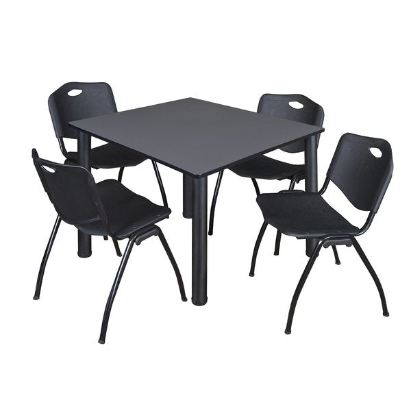 Square Tables > Breakroom Tables > Kee Square Table & Chair Sets, 48 W, 48 L, 29 H, Grey