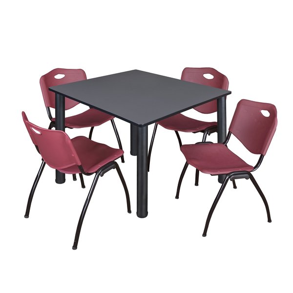 Square Tables > Breakroom Tables > Kee Square Table & Chair Sets, 48 W, 48 L, 29 H, Grey
