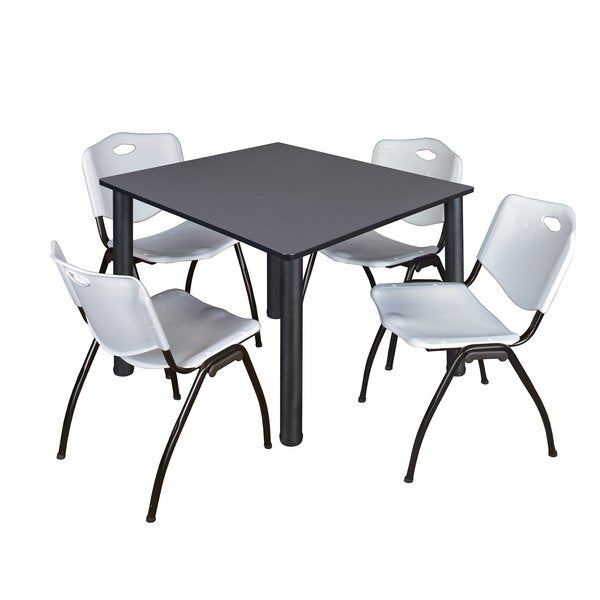 Square Tables > Breakroom Tables > Kee Square Table & Chair Sets, 48 W, 48 L, 29 H, Grey