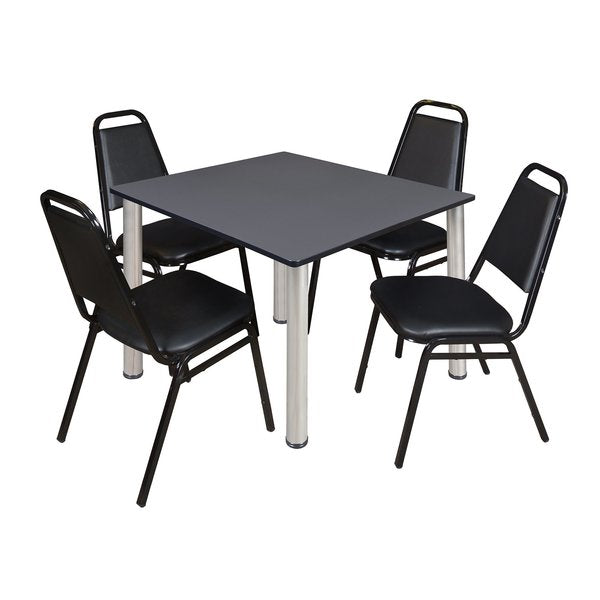 Square Tables > Breakroom Tables > Kee Square Table & Chair Sets, 48 W, 48 L, 29 H, Grey