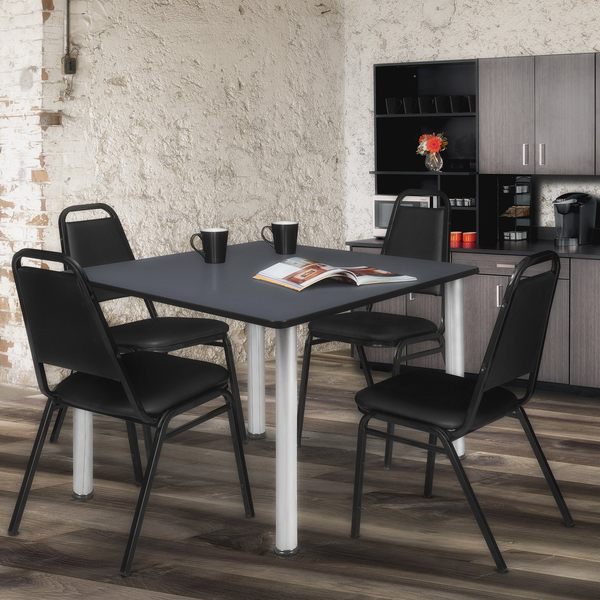 Square Tables > Breakroom Tables > Kee Square Table & Chair Sets, 48 W, 48 L, 29 H, Grey