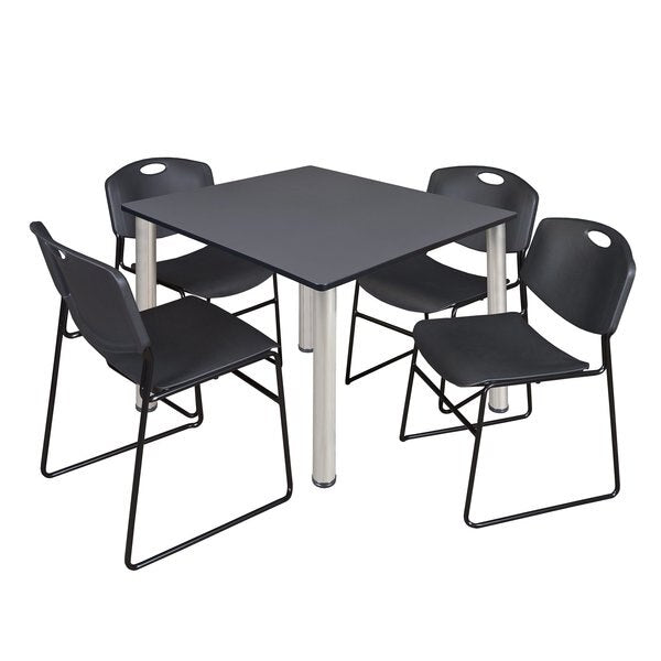 Square Tables > Breakroom Tables > Kee Square Table & Chair Sets, 48 W, 48 L, 29 H, Grey