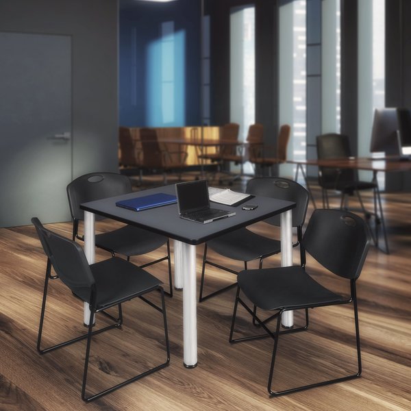 Square Tables > Breakroom Tables > Kee Square Table & Chair Sets, 48 W, 48 L, 29 H, Grey